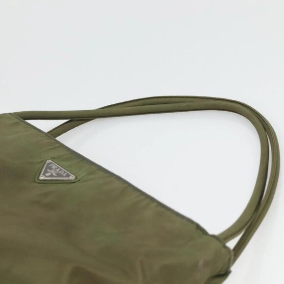 PRADA Shoulder Bag Nylon Khaki Silver Auth - Picture 9 of 16